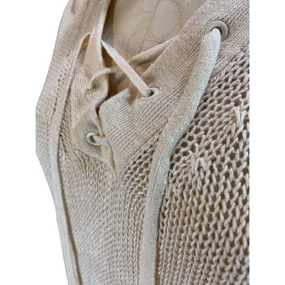 Small J.Crew Women's Loose Knit Linen Sweater Lace Up Neckline Ivory - Picture 3 of 8